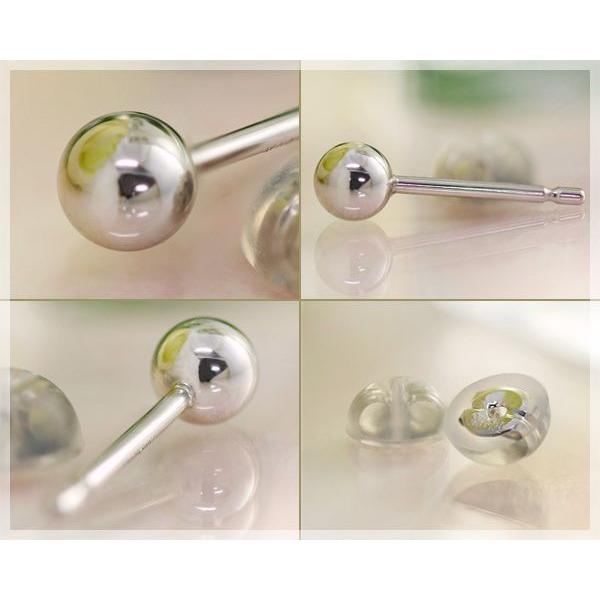 セカンドピアス 丸玉 4mm プラチナ(PT900) 軸太ポスト0.9mm スタッドピアス 金属アレルギー対応 クロネコDM便対応商品 ケースありギフト対応選択可の画像