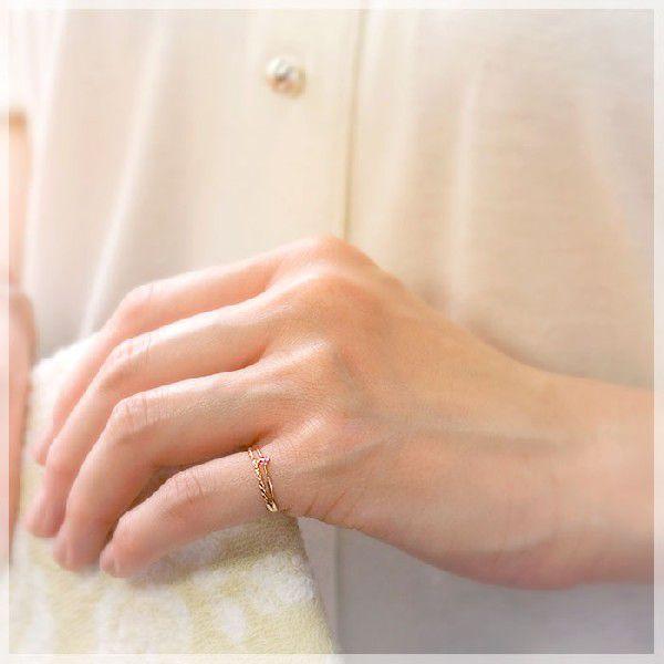 ピンキーリング ピンクサファイア 2連風 指輪 10金 K10ピンクゴールド