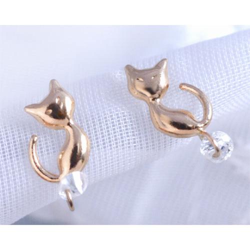 猫 ねこ ネコ CAT ピアス 10金 18金 K10 K18ピンクゴールド レディース