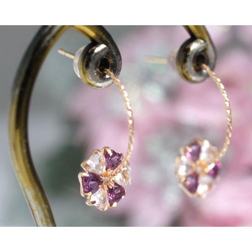 ロードライトガーネット ローズクォーツ ピアス K10 K18ピンク