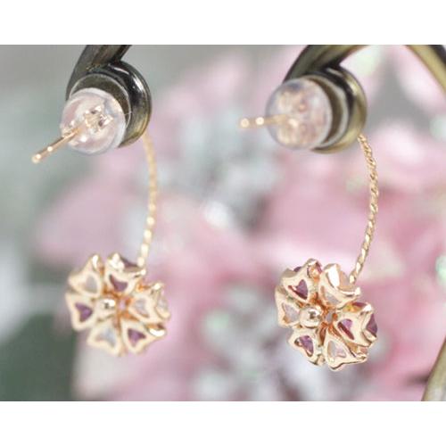 ロードライトガーネット ローズクォーツ ピアス K10 K18ピンクゴールド  