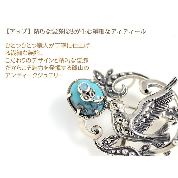碌山 925 トルコ石 シードパール マーカサイト ブローチ ペンダントトップ 碌山 925 トルコ石 シードパール マーカサイト ブローチ