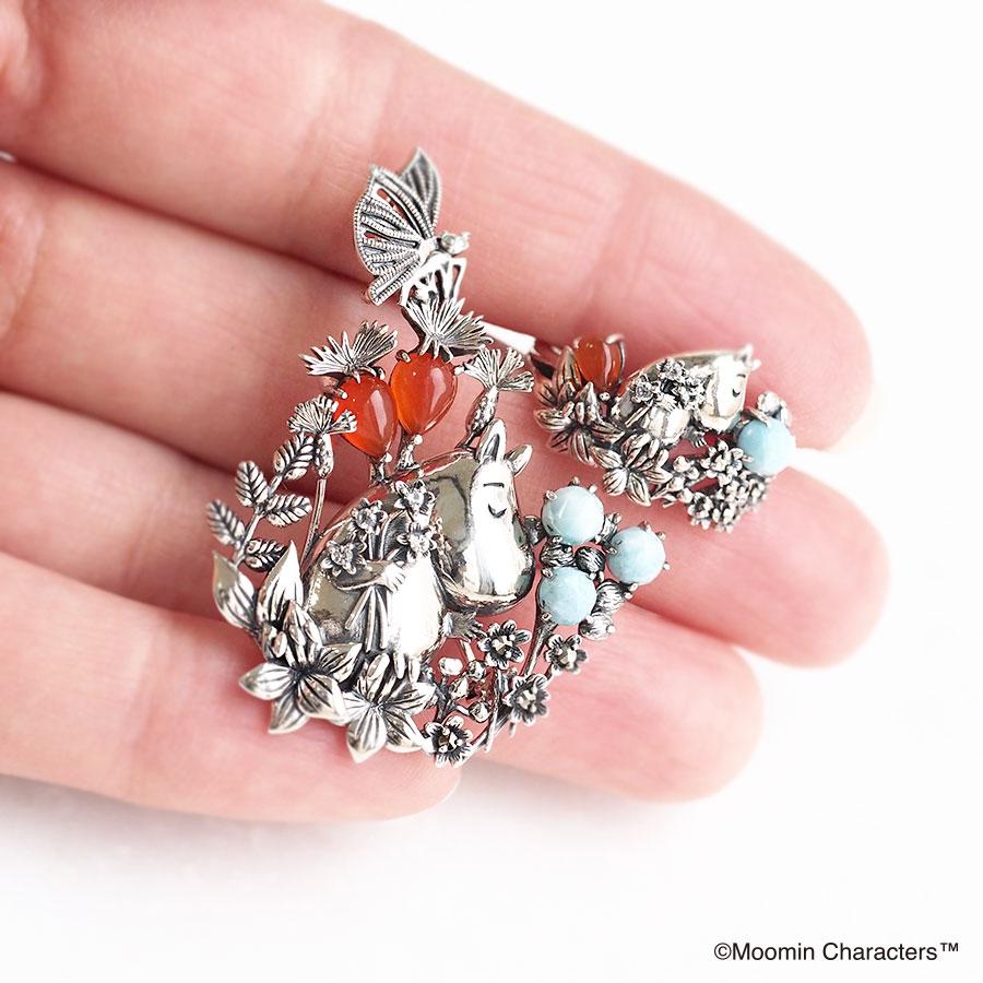 MOOMIN 碌山 花摘み ムーミン ブローチ ペンダント チェーン付き 