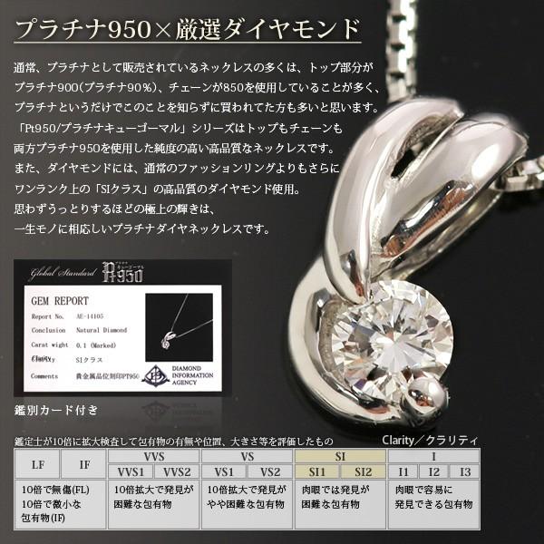 ダイヤモンド0.05ct プラチナ950 ネックレス SIクラス 鑑別カード付 
