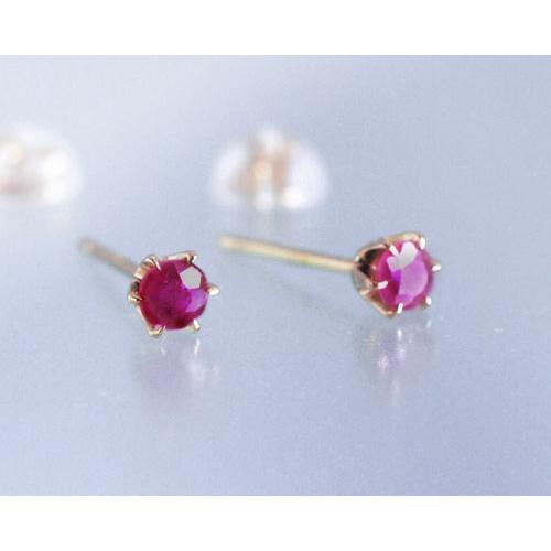 ルビー スタッド ピアス 3mm K10 K18ピンクゴールド 10k 18k 18金 