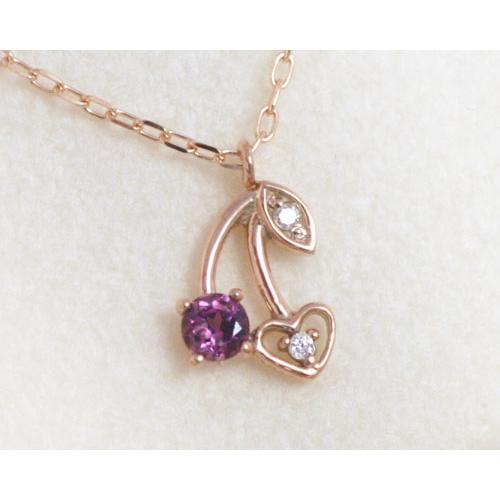 ネックレス ロードライトガーネット ダイヤモンド ネックレス K10  