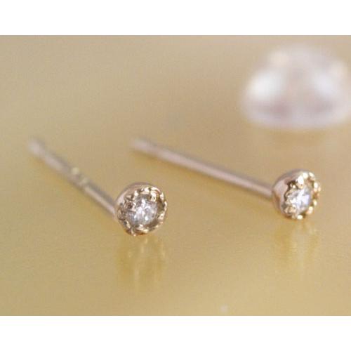 ダイヤモンド0.01ct スタッド ピアス K18ピンクゴールド 4月誕生石 