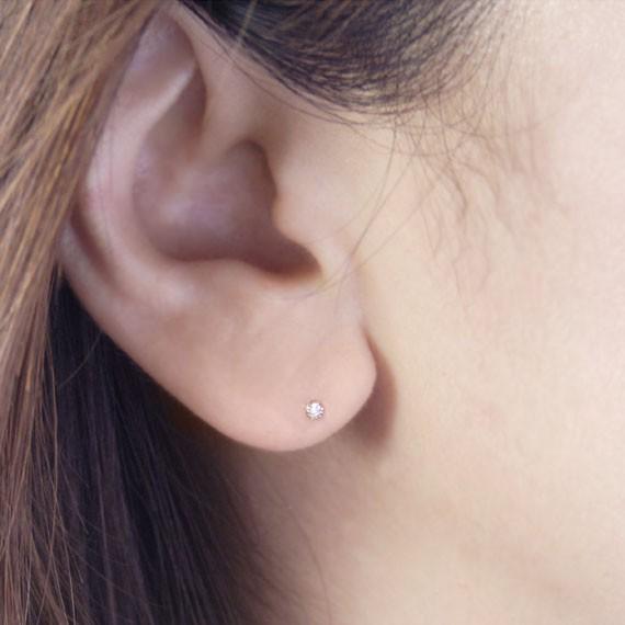 ダイヤモンド0.01ct スタッド ピアス K18ピンクゴールド 4月誕生石 
