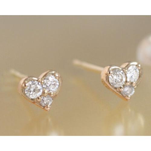 ダイヤモンド ピアス 0.1ct ハート スタッドピアス K18ピンクゴールド