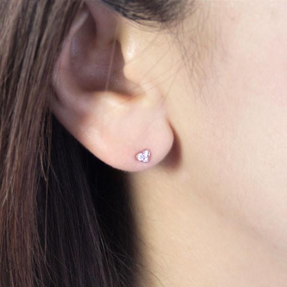 ダイヤモンド ピアス 0.1ct ハート スタッドピアス K18ピンクゴールド 