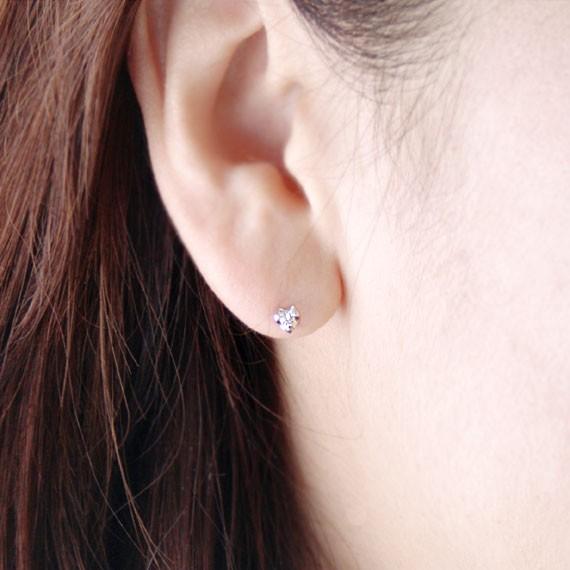 ダイヤモンド ピアス 0.1ct プラチナ Pt950 ハート枠 金属アレルギー 