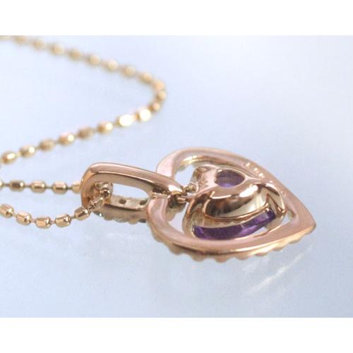 ネックレス アメジスト ダイヤモンド0.03ct カラット ハート K10ピンク 