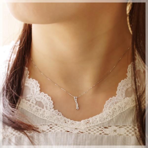 ネックレス ダイヤモンド 10石 0.1ct ペンダントK10ホワイトゴールド 