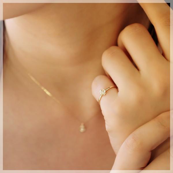 ピンキーリング ダイヤモンド 0.01ct ローズ 薔薇 リング 指輪 K10イエローゴールドRose Garden ローズガーデン 4月誕生石_1