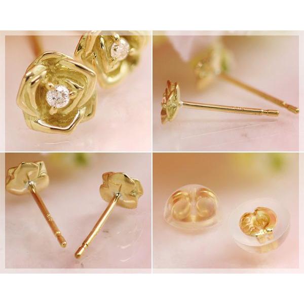 ダイヤモンド ピアス レディース K10 K18イエローゴールド 天然