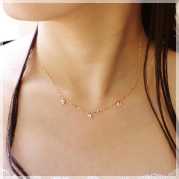 ネックレス ダイヤモンド 0.03ct ローズ 薔薇 ペンダント K10ピンク 