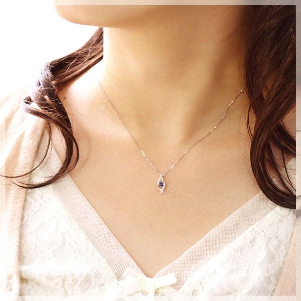サファイア ネックレス レディース プラチナPt950 ダイヤモンド0.04ct 9月誕生石 金属アレルギー対応 彼女 妻 嫁 女性 誕生日プレゼント 20代 30代の画像
