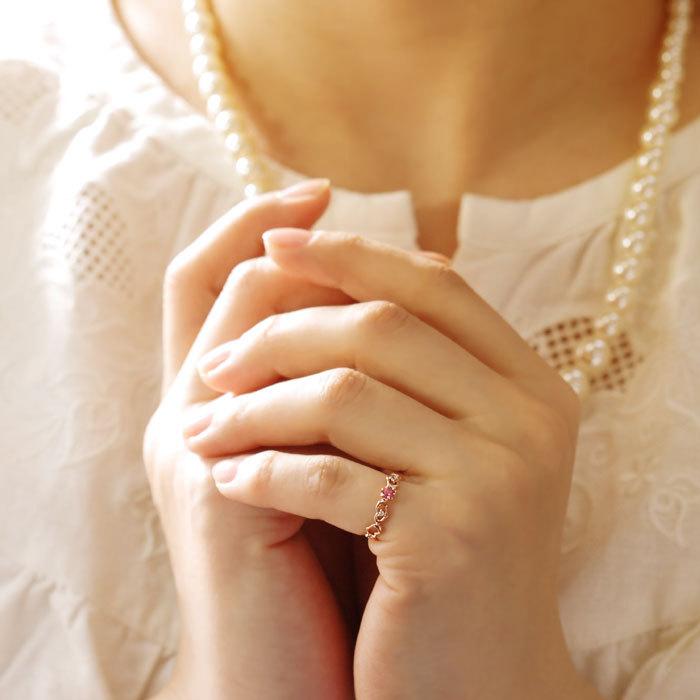 ピンキーリング ピンクトルマリン ダイヤモンド0.01ct K18ピンク