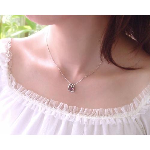 ネックレス ルビー ピンクトルマリン ダイヤ0.03ct プリンセス・ハート 