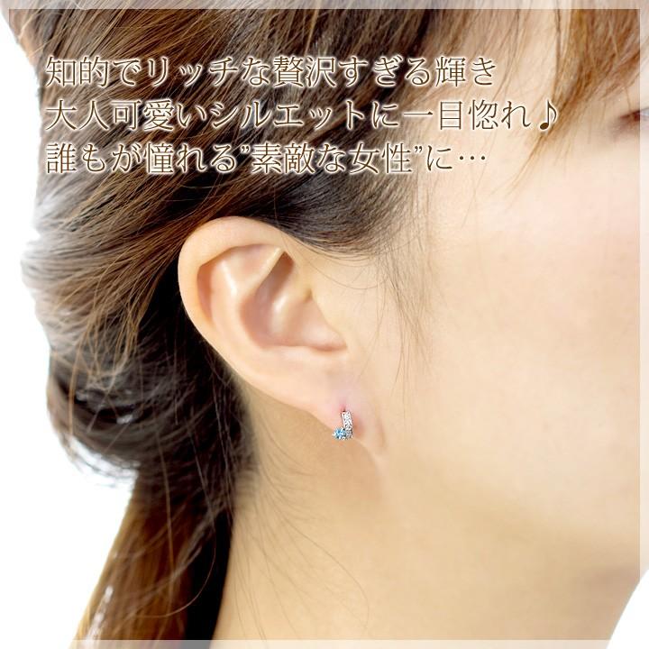ブルートパーズ ピアス ラウンドカット 3mm ダイヤモンド 0.04ct 