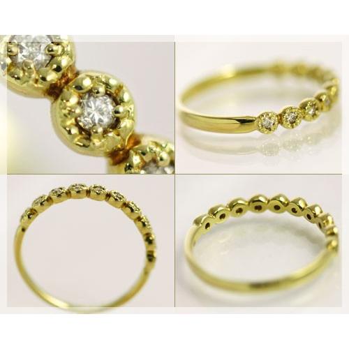 ピンキーリング ダイヤモンド 0.1ct カラット K10 K18イエローゴールド