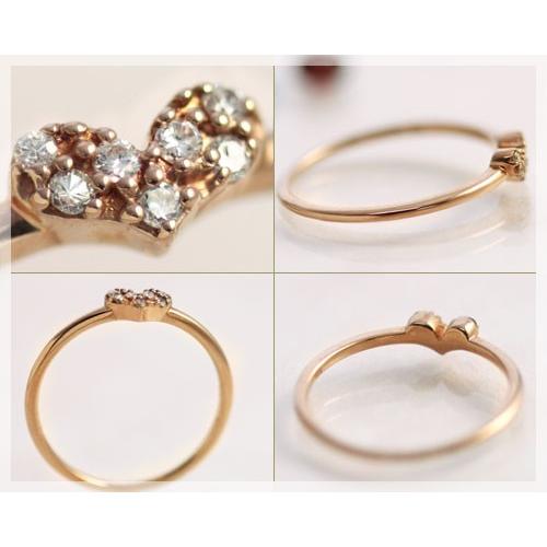 971 4℃ダイヤリングK10PGピンクゴールド8号 K10ピンクゴールド リング