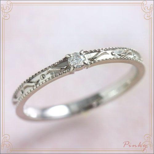 ピンキーリング ダイヤモンド 0.03ct ピンキーリング K10 K18ホワイト 