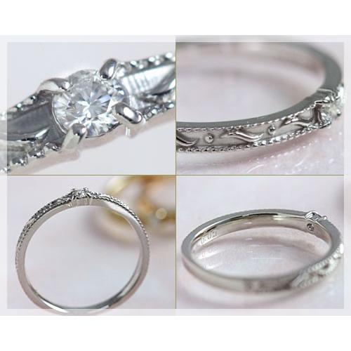 ピンキーリング ダイヤモンド 0.03ct ピンキーリング K10 K18ホワイトゴールド K10WG K18WG 4月誕生石の画像