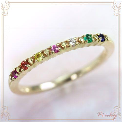 ノジェス マルチカラーストーン ピンキーリング 指輪 K10 1号（Amazon  