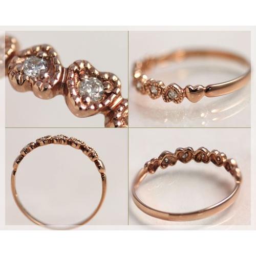 ピンキーリング ダイヤモンド0.05ct カラット K10 K18ピンクゴールド