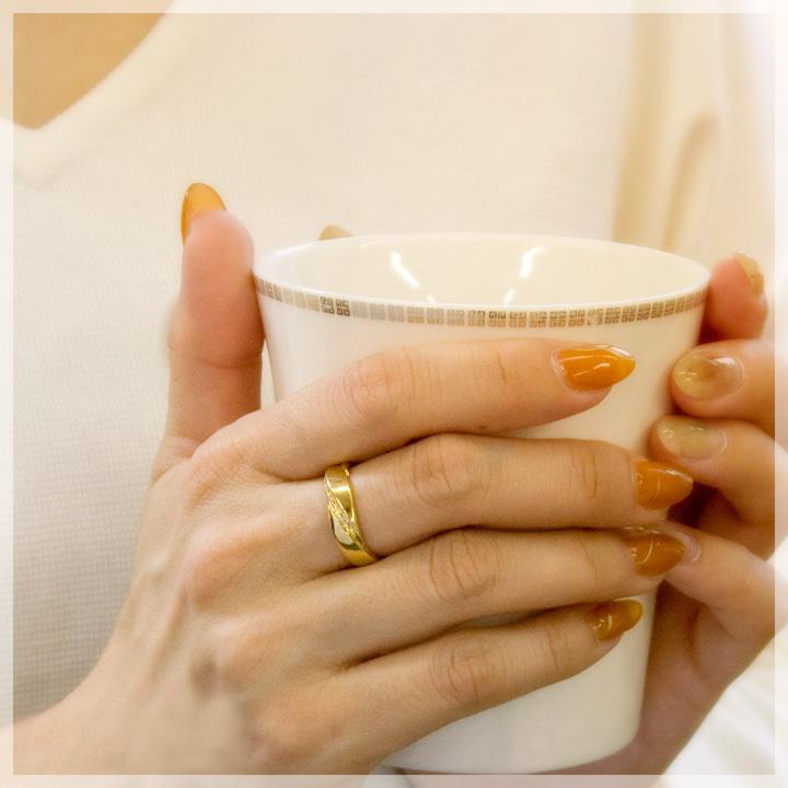 K18 18金 ダイヤモンド 0.1ct プラスサイズリング 指輪 レディース K18