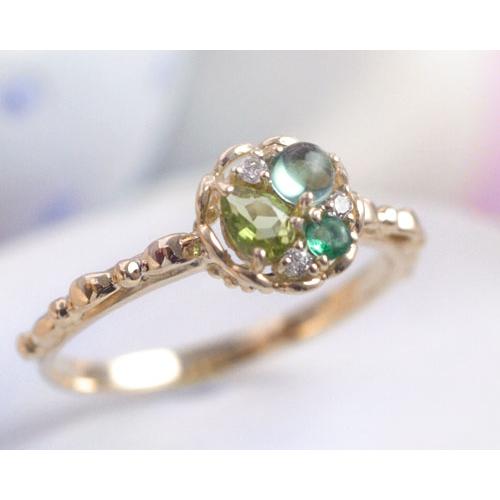 ペリドット 指輪 K10イエローゴールド 10k YG レディース グリーン  