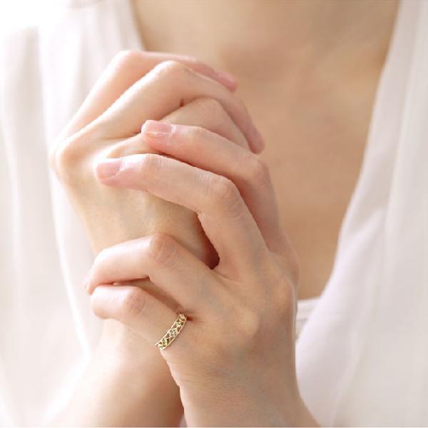 ピンキーリング ペリドット ブルームーンストーン ハート ピンキーリング K10 K18イエローゴールド 8月誕生石