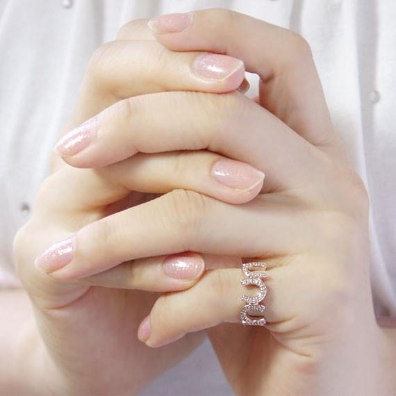 ピンキーリング ダイヤモンド0.18ct ピンクゴールド 幸運の馬蹄  