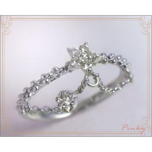 ピンキーリング ダイヤ0.07ct ピンキーリング スター・ダイヤモンド0.07 ダイヤモンド0.05ct(選べる