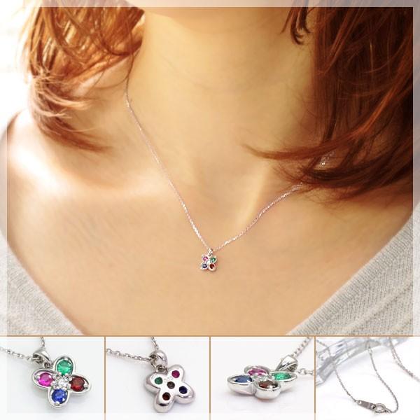 選べる4石 ネックレス K10 レディース ダイヤモンド0.03ct 家族 誕生石 