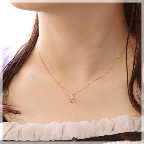 桜ネックレス ローズクォーツ プチネックレス レディース K10 桜ネックレス ローズクォーツ プチネックレス レディース K10