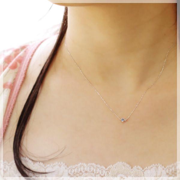 ブルートパーズ ネックレス ハートシェイプ 3mm レディース 