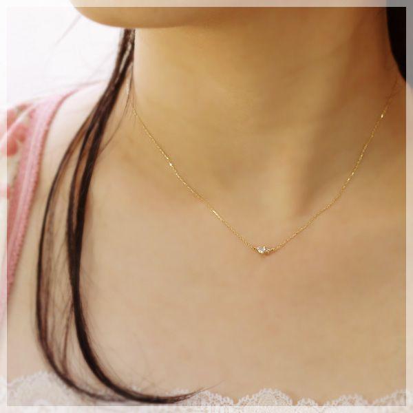 ネックレス ダイヤモンド0.1ct ハートシェイプ K10イエローゴールド 4 