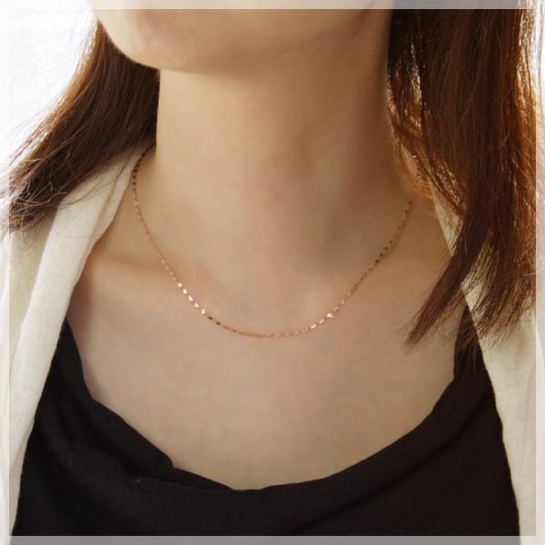 k10PG シンプル チェーン 40センチ K10PG エクレア チェーン ネックレス 40cm K10ピンクゴールド : 誕生日