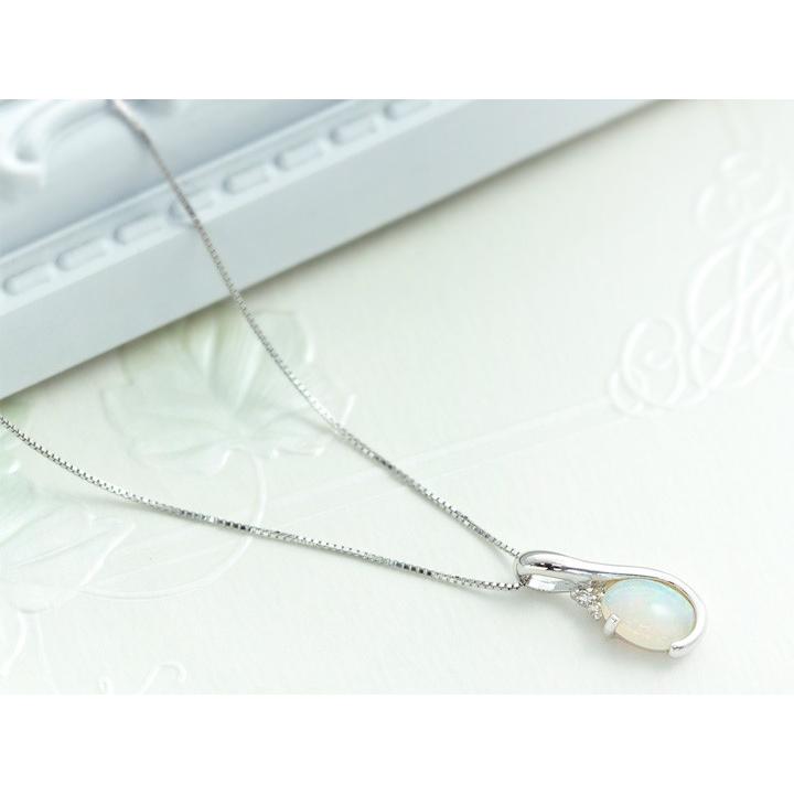オパール ネックレス ペンダント ダイヤモンド0.02ct K10 K18ホワイト k10ネックレスダイヤモンド0.02 オパールパール
