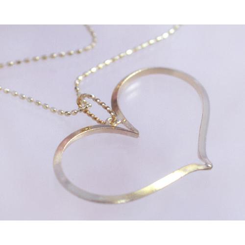 オープンハート ロングネックレス K10イエローゴールド :l65-9428:誕生