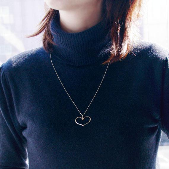 オープンハート ロングネックレス K10イエローゴールド :l65-9428:誕生