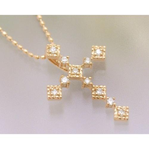 ダイヤモンド 0.11ct ネックレス レディース ペンダント K10ピンク