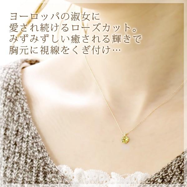 ペリドット ネックレス K10イエローゴールド 8月誕生石 ローズカット 5mm_1