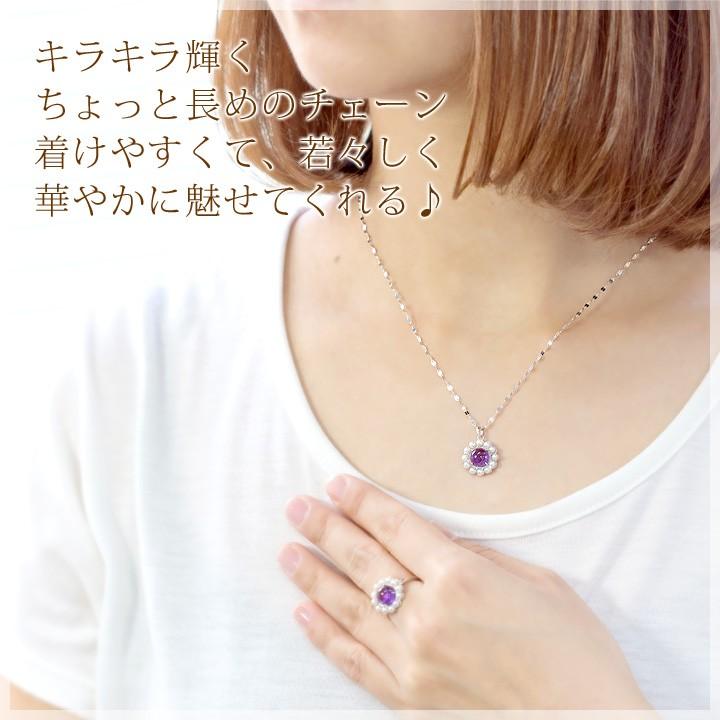 アメジスト カボションカット 淡水パール ネックレス ペンダント K10 