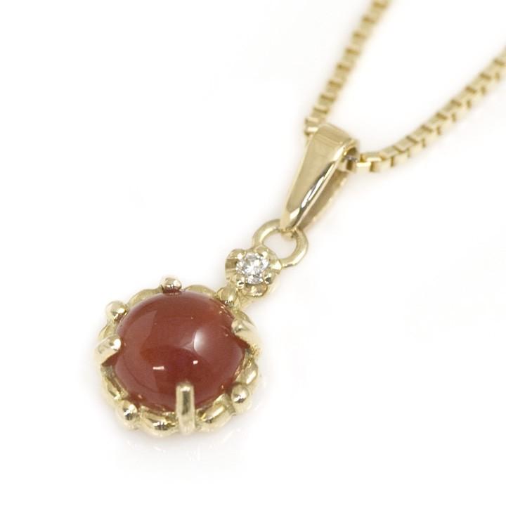 血赤珊瑚 ネックレス レディース K10 ダイヤ0.01ct ペンダント 血赤珊瑚 ネックレス レディース K10 ダイヤ0.01ct ペンダント