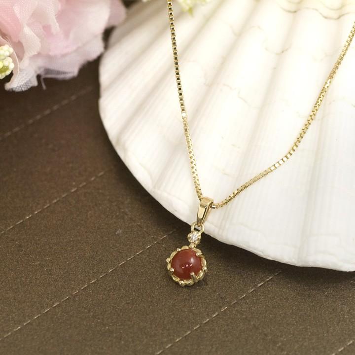 血赤珊瑚 ネックレス レディース K10 ダイヤ0.01ct ペンダント 血赤珊瑚 ネックレス レディース K10 ダイヤ0.01ct ペンダント