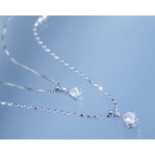 ネックレス ダイヤモンド0.07ct+0.03ct 2連ネックレス K10ホワイト  