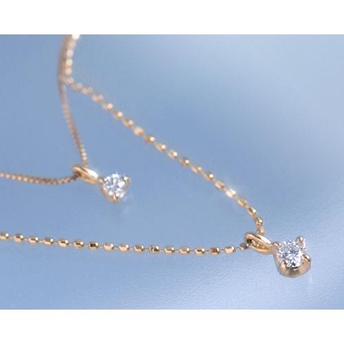 ネックレス ダイヤモンド0.07ct+0.03ct 2連ネックレス K10ピンク 